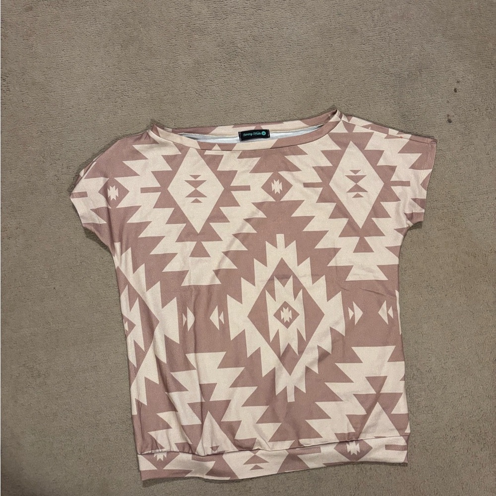 Aztec Print Short Sleeve Women's Top